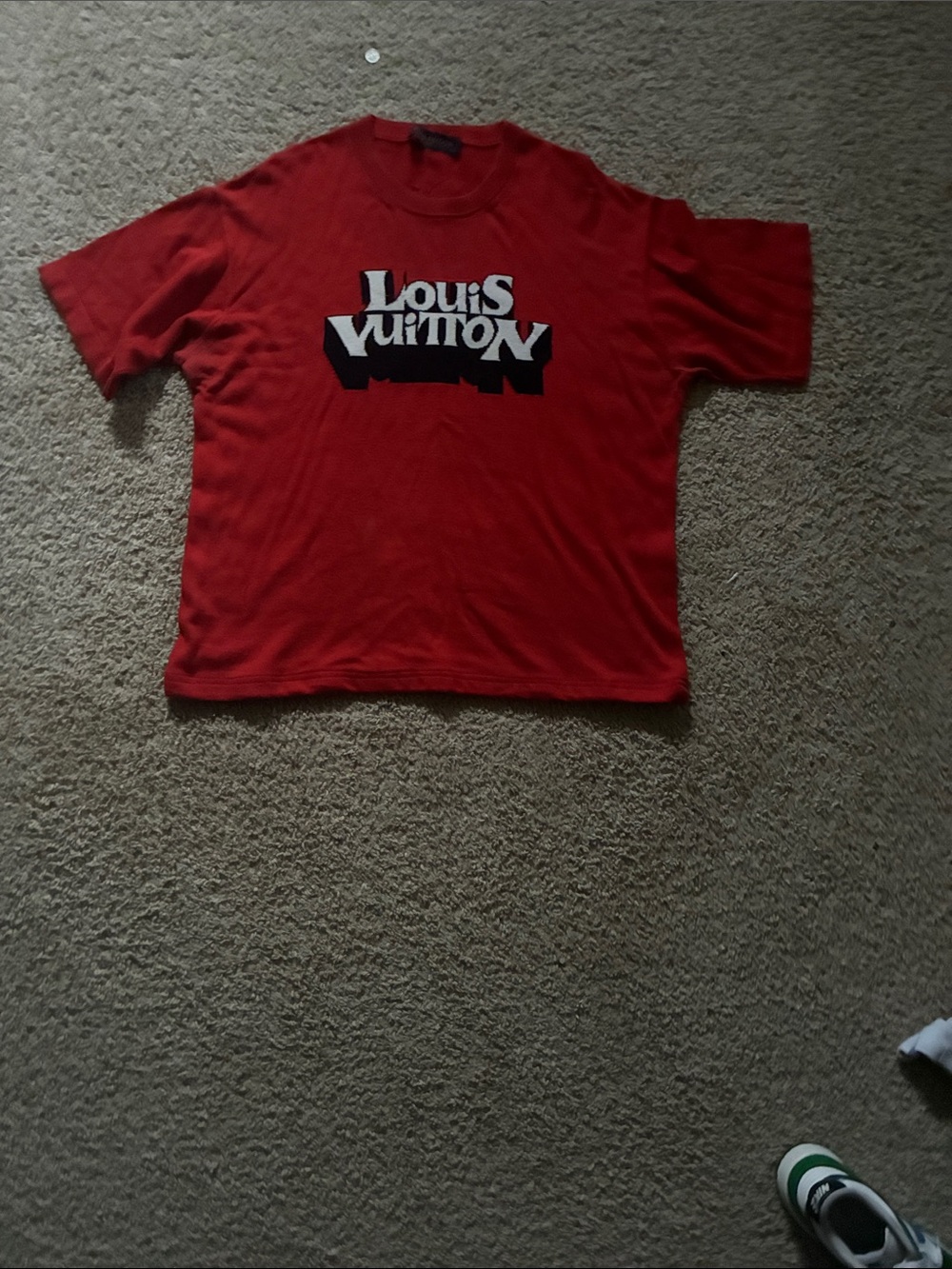 Louis Vuitton Men’s Red Logo Crew Neck T-Shirt